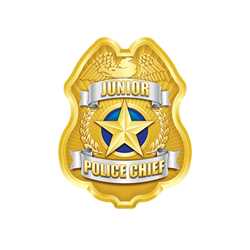 Gold Jr. Police Chief Sticker Badge Police, safety product, educational, sticker police badge, police officer badge, stock badge, stock police badge, stock sticker badge, stock