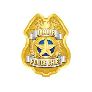 Gold Jr. Police Chief Sticker Badge Police, safety product, educational, sticker police badge, police officer badge, stock badge, stock police badge, stock sticker badge, stock