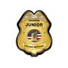 Gold Jr. Police Officer Badge Police, safety product, educational, plastic police badge, police officer badge, stock badge, stock police badge, Gold Jr Police Officer Badge, SS66785P1, kids police badge, clip-on police badge, junior officer badge, police promotional items, fire prevention giveaways, community outreach products, school safety giveaways, bulk kids badges, police department promotional products, kids role play badge