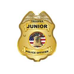 Gold Jr. Police Officer Sticker Badge Police, safety product, educational, sticker police badge, police officer badge, stock badge, stock police badge, stock sticker badge, stock