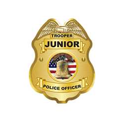 Gold Jr. Police Officer Sticker Badge Police, safety product, educational, sticker police badge, police officer badge, stock badge, stock police badge, stock sticker badge, stock