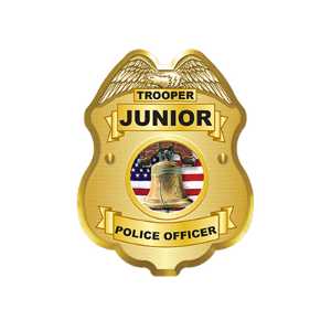 Gold Jr. Police Officer Sticker Badge Police, safety product, educational, sticker police badge, police officer badge, stock badge, stock police badge, stock sticker badge, stock