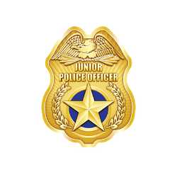 Gold Jr. Police Officer Sticker Badge Police, safety product, educational, sticker police badge, police officer badge, stock badge, stock police badge, stock sticker badge, stock