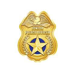 Gold Jr. Police Officer Sticker Badge Police, safety product, educational, sticker police badge, police officer badge, stock badge, stock police badge, stock sticker badge, stock