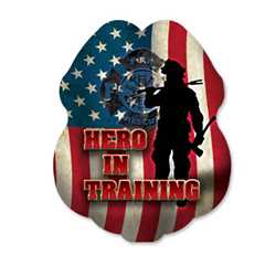 Hero in Training Sticker Badge firefighter badge, kids firefighter badge, junior firefighter badge, patriotic firefighter badge, fire safety products, fire fighting, fire prevention