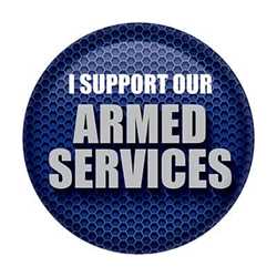I Support Our Armed Services Button buttons, support buttons, military, thank you miltary, 