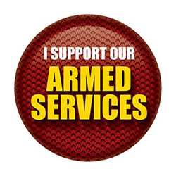 I Support Our Armed Services Button buttons, support buttons, military, thank you miltary, 