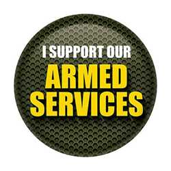 I Support Our Armed Services buttons, support buttons, military, thank you miltary, 