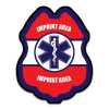 IMPRINTED JR PARAMEDIC RWB STICKER BADGE jr paramedic sticker badge, RWB paramedic badge, EMS kids giveaways, fire department children’s items, police department outreach supplies, emergency medical services promotional items, community safety handouts, EMS Week giveaways