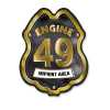 Imprinted Black&Gold Engine Number/Text Plastic Clip-On Badge firefighting, fire safety product, fire prevention, plastic fire badge, firefighting badge, custom badge, custom firefighter badge, engine number badge