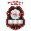 Imprinted Black & Red w/"Your Name"Sticker Plastic Clip-On Badge 