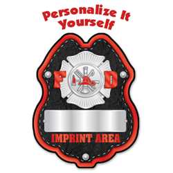 Imprinted Black & Red w/"Your Name"Sticker Plastic Clip-On Badge 