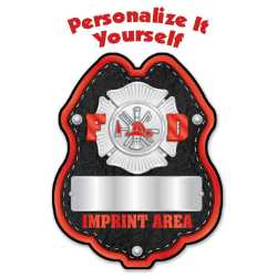 Imprinted Black & Red w/"Your Name"Sticker Plastic Clip-On Badge 