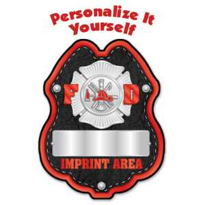 Imprinted Black & Red w/"Your Name"Sticker Plastic Clip-On Badge 
