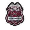 Imprinted Burgundy/Silver Jr Fire Chief Plastic Clip-On Badge jr fire chief badge, burgundy silver fire badge, imprinted firefighter badge, fire safety giveaways, EMS promotional items, police community outreach, kids sticker badge, public education materials