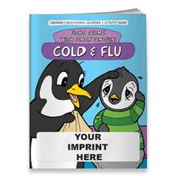 Imprinted Coloring Book - Fight Germs with Pengy Penguin: Cold and Flu firefighting, fire safety product, fire prevention, fire safety coloring book, fire prevention coloring book, fire safety activity book, fire prevention activity book