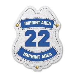 Imprinted Engine # White Sticker Badge imprinted fire engine badge, white fire truck sticker, custom fire department badge, kids fire safety giveaway, EMS community outreach, police event giveaways, sticker badge for children, public education materials