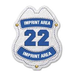 Imprinted Engine # White Sticker Badge imprinted fire engine badge, white fire truck sticker, custom fire department badge, kids fire safety giveaway, EMS community outreach, police event giveaways, sticker badge for children, public education materials