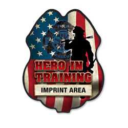 Imprinted Hero In Training Plastic Clip-On Badge 