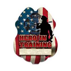 Imprinted Hero In Training Sticker Badge 