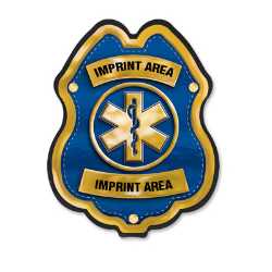 Imprinted Jr Paramedic Blue/Gold Plastic Clip-On Badge jr paramedic decal badge, blue gold EMS badge, imprinted EMS badge, fire department giveaways, EMS promotional items, police community outreach, kids safety handouts, sticker badge giveaway, public education materials, 