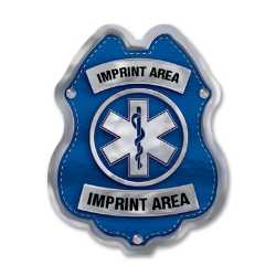 Imprinted Jr Paramedic Blue and Silver Sticker Badge imprinted jr paramedic badge, blue and silver EMS badge, custom paramedic sticker, kids EMS giveaway, fire department promotional items, police community outreach, emergency preparedness badge, sticker badge for children, public education materials