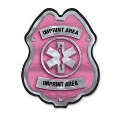 Imprinted Jr Paramedic Pink/Silver Plastic Clip-On Badge 