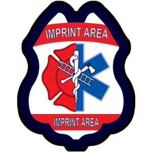 Imprinted Maltese Cross & Star of Life Clip-On Badge custom ems clip-on badges, emt clip-on badges, custom promotional clip-on badges, imprinted clip-on badges, new design
