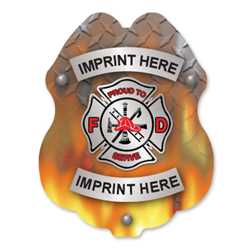 Imprinted Maltese Diamond Flame Sticker Badge 