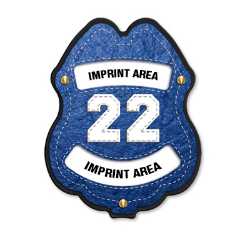 Imprinted Paramedic Blue Plastic Clip-On Badge paramedic clip-on badge, blue EMS badge, 22-point star badge, plastic EMS badge, imprinted emergency badge, fire department giveaways, EMS promotional items, police community outreach, kids safety handouts, public education materials
