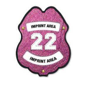Imprinted Paramedic Pink Plastic Clip-On Badge paramedic clip-on badge, pink EMS badge, star badge, plastic EMS badge, imprinted emergency badge, fire department giveaways, EMS promotional items, police community outreach, kids safety handouts, public education materials