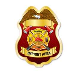 Imprinted Proud To Serve Gold Sticker Badge firefighting, fire safety product, fire prevention, plastic fire sticker, firefighting sticker