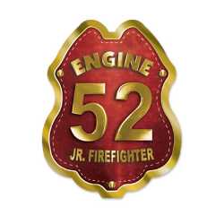 Imprinted Red&Gold Engine Number Sticker Badge firefighting, fire safety product, fire prevention, fire sticker, firefighting sticker, custom sticker, custom firefighter sticker