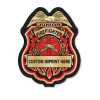 Imprinted Red/Gold Jr Firefighter Plastic Clip-On Badge ?? Meta Tag Keywords jr firefighter badge, red gold fire badge, imprinted firefighter decal, fire safety giveaways, EMS promotional items, police community outreach, kids sticker badge, public education materials