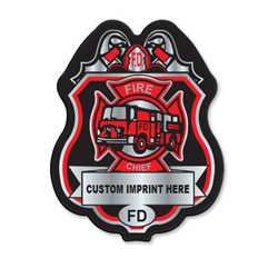 Imprinted Red/Silver Member FD Plastic Clip-On Badge 