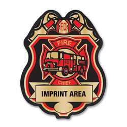 Imprinted Red and Gold Member Fire Department Sticker Badge 