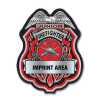 Imprinted Red and Silver Jr Firefighter Sticker Badge jr firefighter sticker badge, red and silver badge, fire department giveaways, EMS promotional items, police community outreach, kids safety handouts, public education giveaways