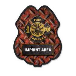 Imprinted Rustic Fire Rescue Plastic Clip-On Badge 