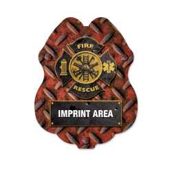 Imprinted Rustic Fire Rescue Sticker Badge 