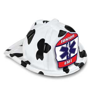 Jr EMT Specialty Hat - RWB Star of Life Shield firefighting, fire safety product, fire prevention, plastic fire hats, fire hats, kids fire hats, junior firefighter hat, junior fire chief hat, jr emt hat rwb star of life, red white blue star of life kids helmet, ems kids firefighter hat, fire department children’s giveaways, EMS outreach items, police department community handouts, kids EMT helmet, safety event giveaways, first responder promotional items
