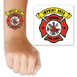 Jr FC Maltese Custom Tattoo custom maltese cross tattoo, jr fc custom tattoo, fire department custom tattoo, EMS custom giveaway, police department promotional items, kids fire safety tattoo, personalized fire service tattoo, community outreach handouts