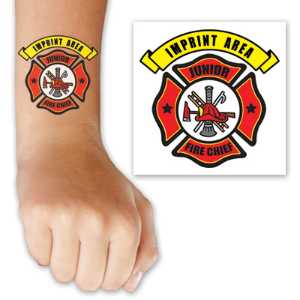 Jr FC Maltese Custom Tattoo custom maltese cross tattoo, jr fc custom tattoo, fire department custom tattoo, EMS custom giveaway, police department promotional items, kids fire safety tattoo, personalized fire service tattoo, community outreach handouts