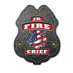 Jr FC Patriotic Maltese Cross Sticker Badge firefighter badge, kids firefighter badge, junior firefighter badge, patriotic firefighter badge, fire safety products, fire fighting, fire prevention