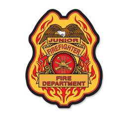 Jr. FF Fire Dept. Sticker Badge firefighting, fire safety product, fire prevention, plastic fire badge, firefighting badge