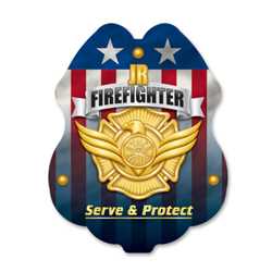 Jr. FF Gold Serve & Protect Sticker Badge fire fighting, fire safety product, fire prevention hats, plastic fire badge, fire fighting badge