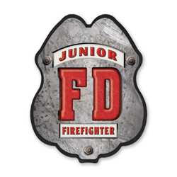 Jr FF Silver FD Plastic Clip-On Badge 