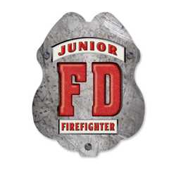 Jr FF Silver FD Sticker Badge firefighter badge, kids firefighter badge, junior firefighter badge, patriotic firefighter badge, fire safety products, fire fighting, fire prevention