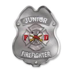 Jr FF Silver Maltese Cross Plastic Clip-On Badge 