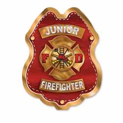 Jr FF Wood Maltese Cross Sticker Badge firefighter badge, kids firefighter badge, junior firefighter badge, patriotic firefighter badge, fire safety products, fire fighting, fire prevention