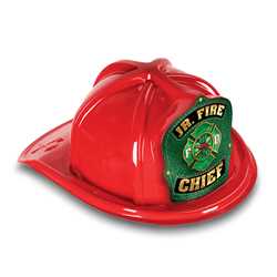 Jr. Fire Chief Hat - Green Maltese Cross Shield firefighting, fire safety product, fire prevention, plastic fire hats, fire hats, kids fire hats, junior firefighter hat, junior fire chief hat